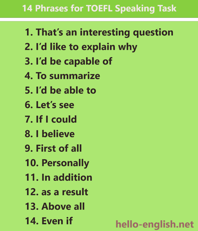 14 Phrases for TOEFL Speaking Task