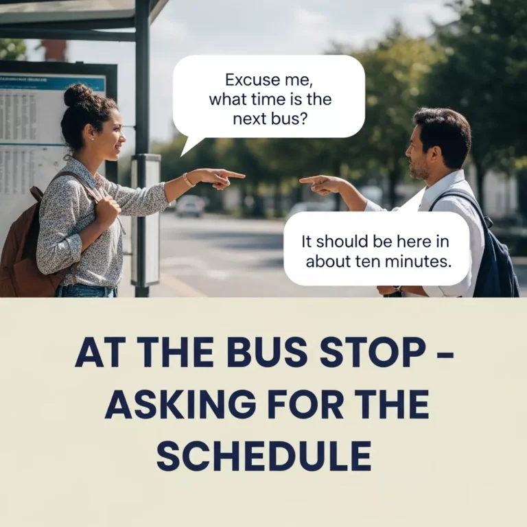 At the Bus Stop – Asking for the Schedule