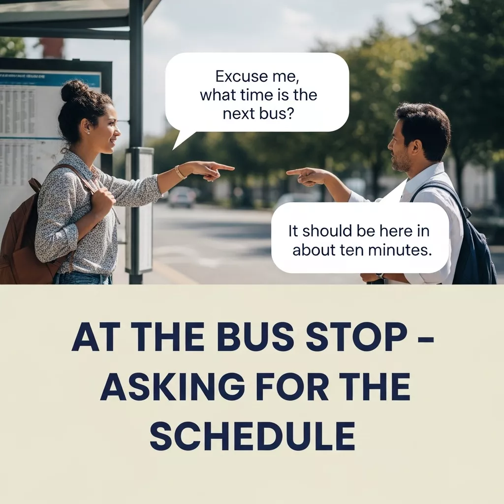 At the Bus Stop – Asking for the Schedule