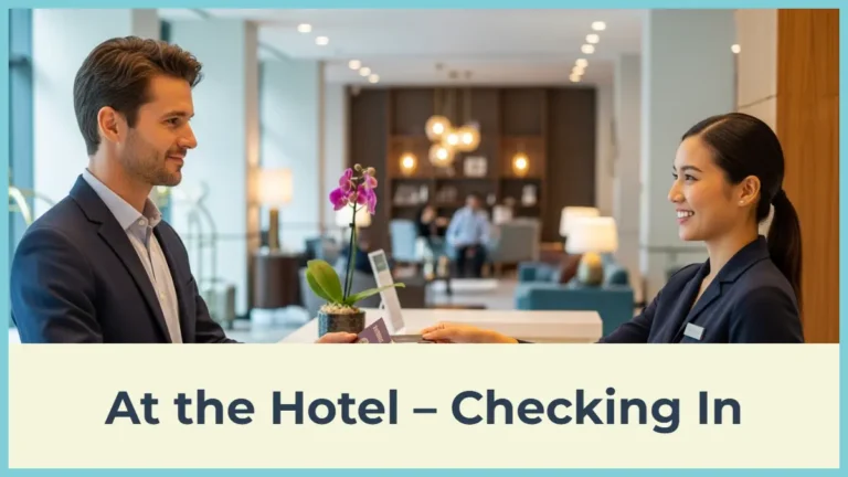 At the Hotel – English Conversation for Checking In