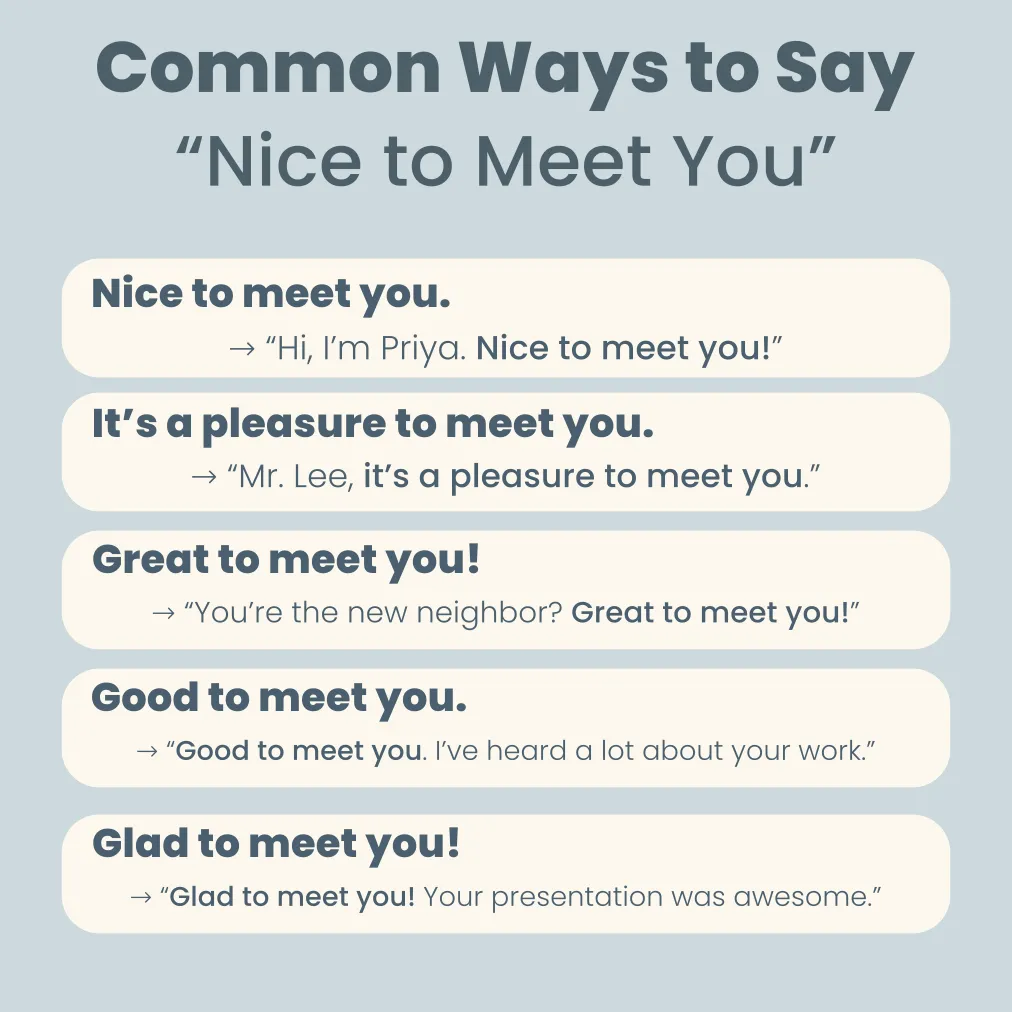 Common Ways to Say Nice to Meet You