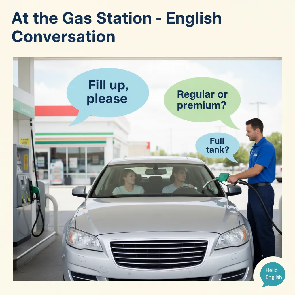 at the gas station - English conversation